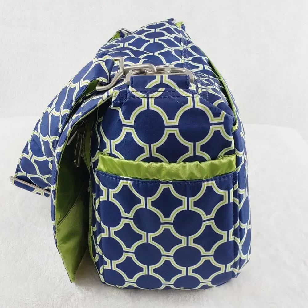 Ju-Ju-Be Diaper Bag Better Be in Royal Envy Blue White Multi Pocket Adjustable